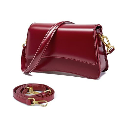 Genuine Leather Crossbody Bag for Women, Adjustable Leather Purse(Wine Red) | Amazon (US)
