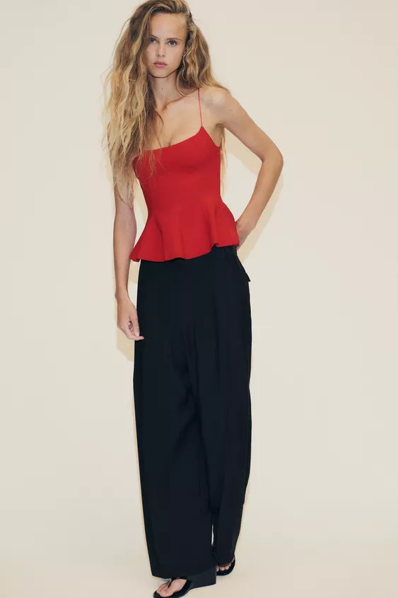 STRETCH PEPLUM TOP | Zara US