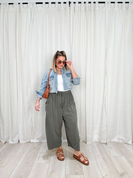 Amazon pants xl could have def sized down to a L 
Tank XL 
Jean jacket linked similar mine is older from Zara 
Sandals I did a 11 if between sizes size up 
Use code shayna10 on Miranda Frye to save on necklace. 

