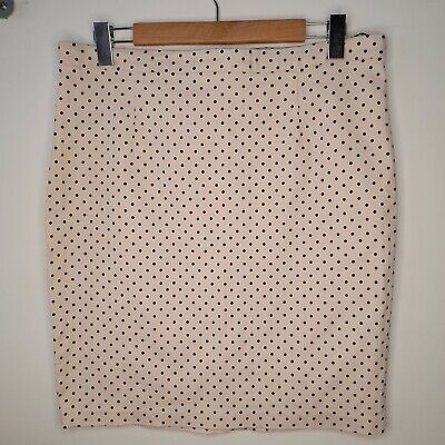 SPORTSGIRL Womens pencil skirt Size 10 business work cream black polka dot print | eBay AU