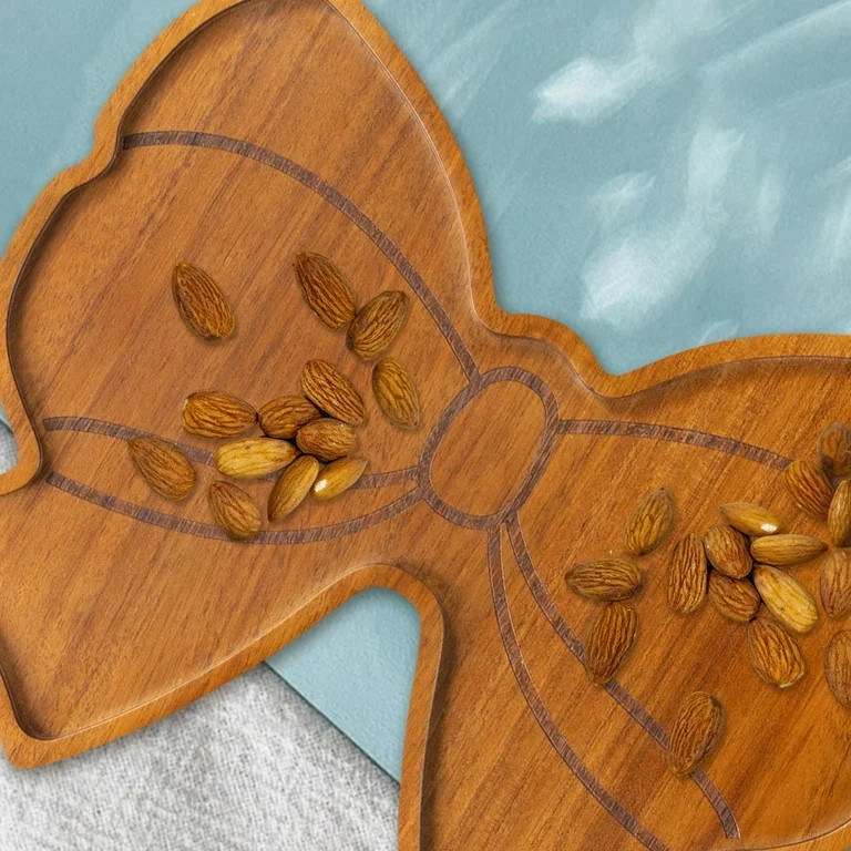 Christmas Bow Plate Wood Bow Charcuterie Board 11.8x9.8inch, Kitchen Serving Tray for Snacks and ... | Walmart (US)