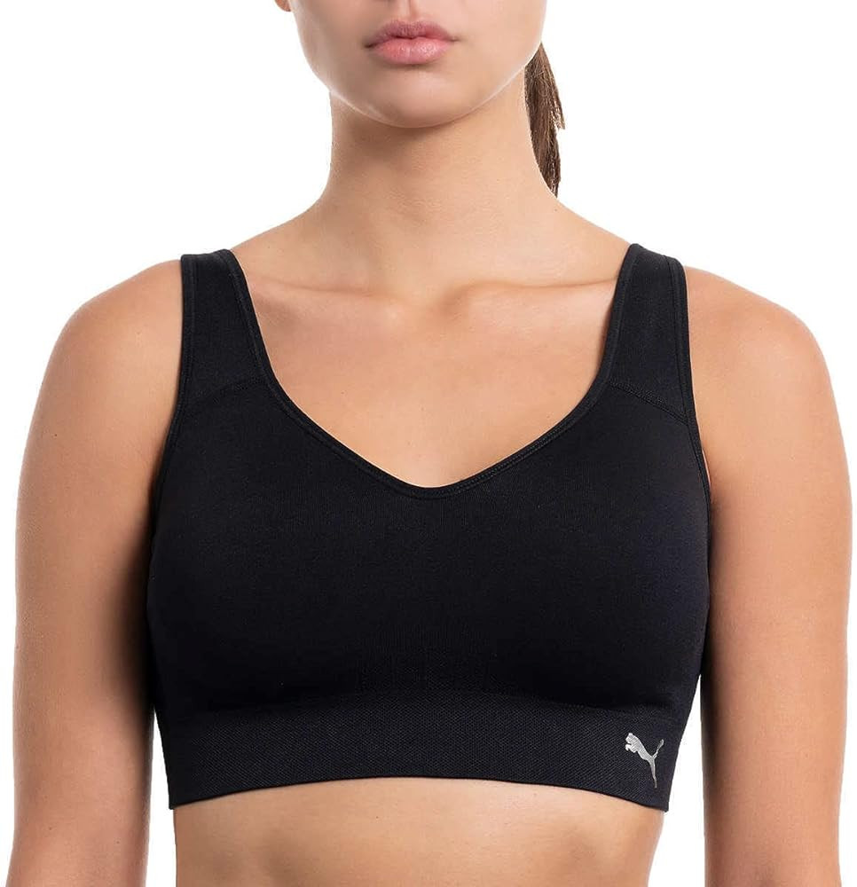 Puma Women's Performance 2 Pack Seamless Sports Bra (Black/Grey, Small) | Amazon (US)
