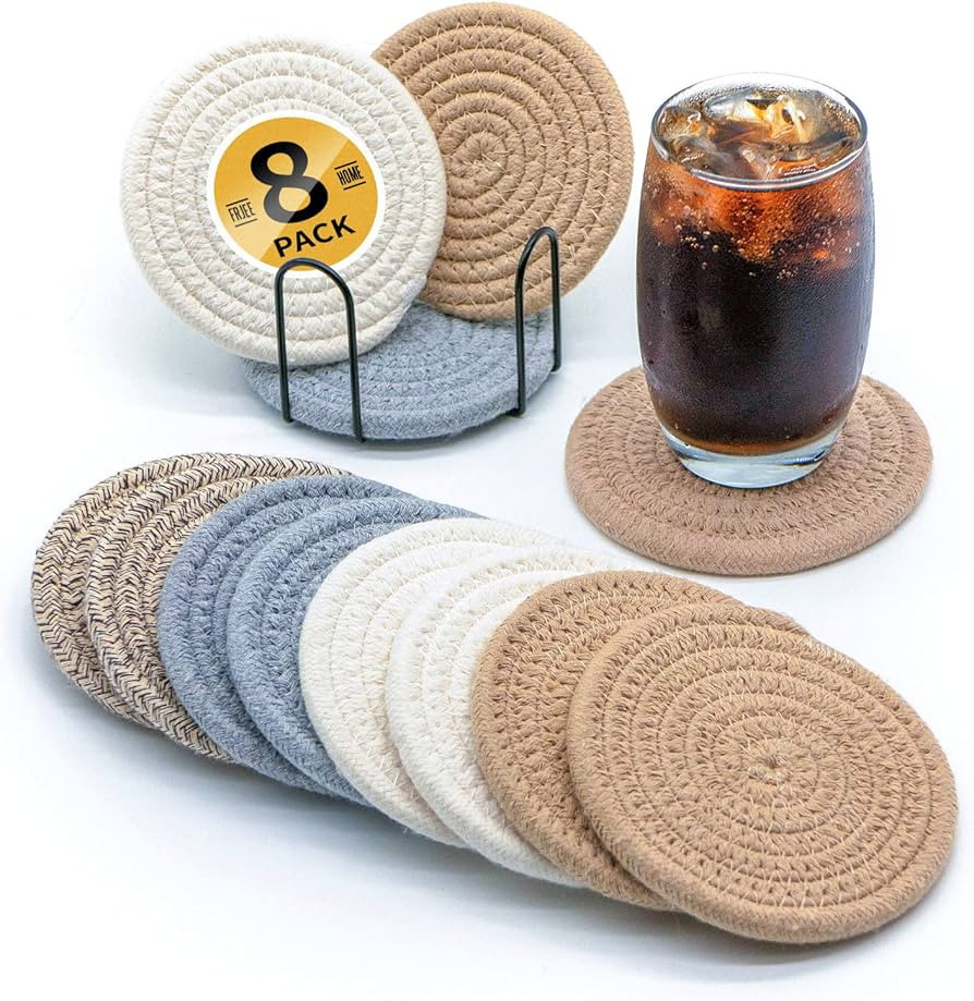 Coasters for Drinks Home Decor Set of 8 Heat-Durable Drink Coasters with Holder for Coffee Table ... | Amazon (US)
