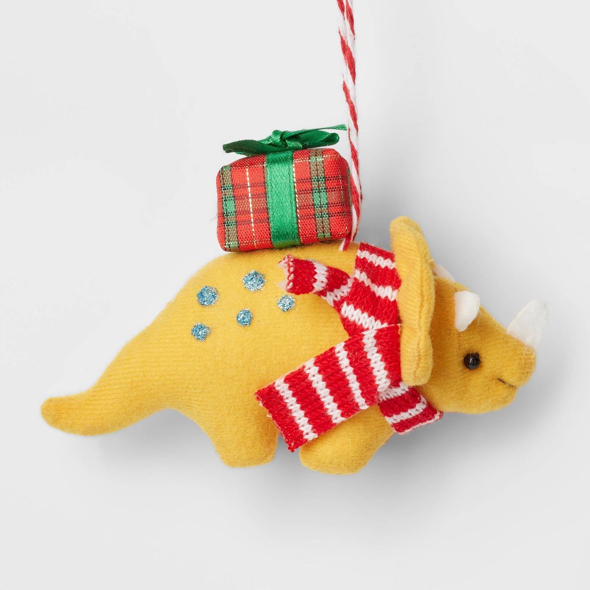 Fabric Triceratops with Gift Christmas Tree Ornament Yellow - Wondershop™ | Target