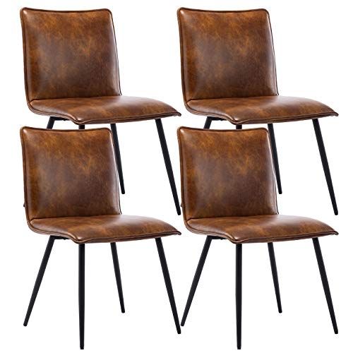DUHOME PU Leather Dining Chairs Kitchen Chairs Set of 4 Side Chair for Dining Room Living Room Yello | Amazon (US)