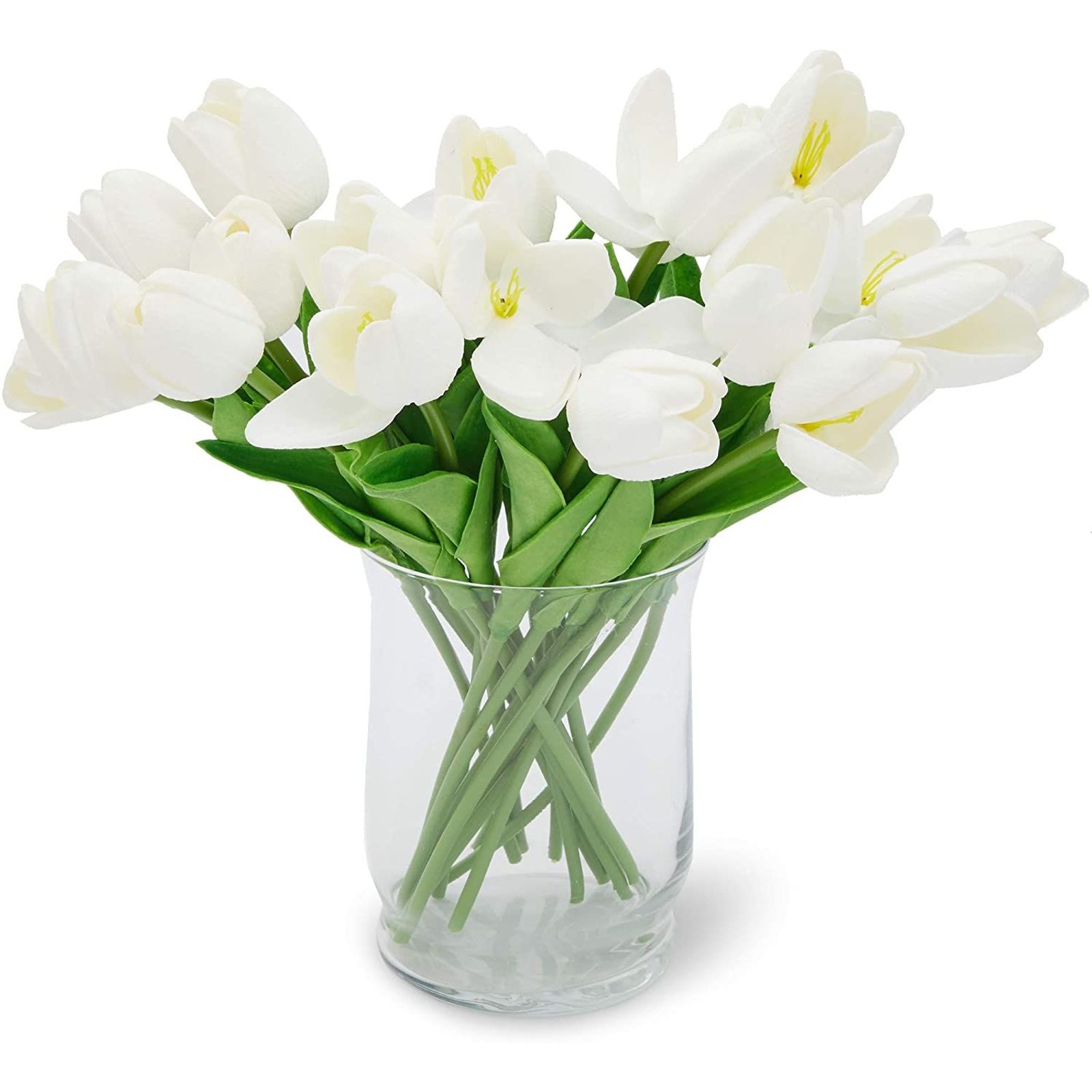 20 Pack White Tulips Artificial Fake Flowers with Stems for Floral Decoration - Walmart.com | Walmart (US)