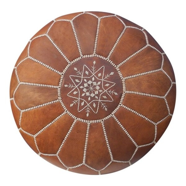 Unstuffed Moroccan Leather Ottoman Pouf Tan | Bed Bath & Beyond