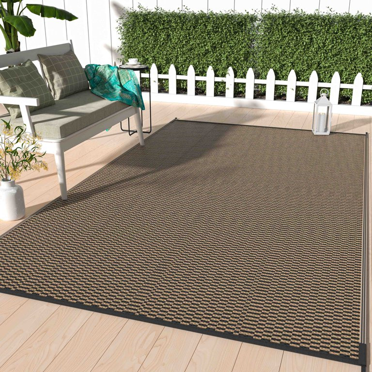 DEORAB Outdoor Rug for Patio Clearance,5'x8' Waterproof Mat,Reversible Plastic Camping,black&brow... | Walmart (US)