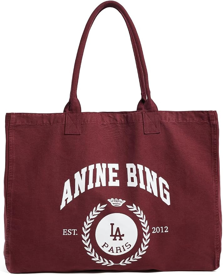 ANINE BING Women's Leo Canvas Collegiate Tote Bag | Amazon (US)