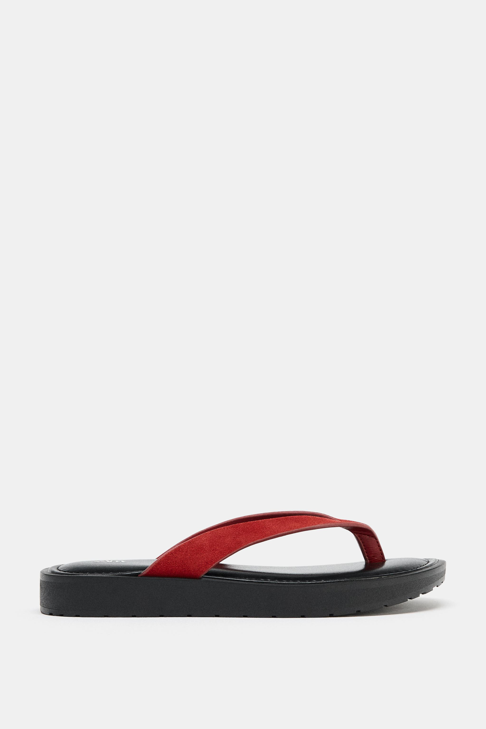 CONTRAST LEATHER SANDALS | Zara UK