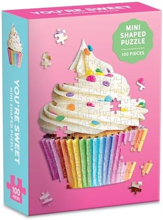 Galison Shaped Mini Jigsaw Puzzle, You’re Sweet Cupcake, 100-Pieces – Cupcake Shaped Puzzle F... | Amazon (US)