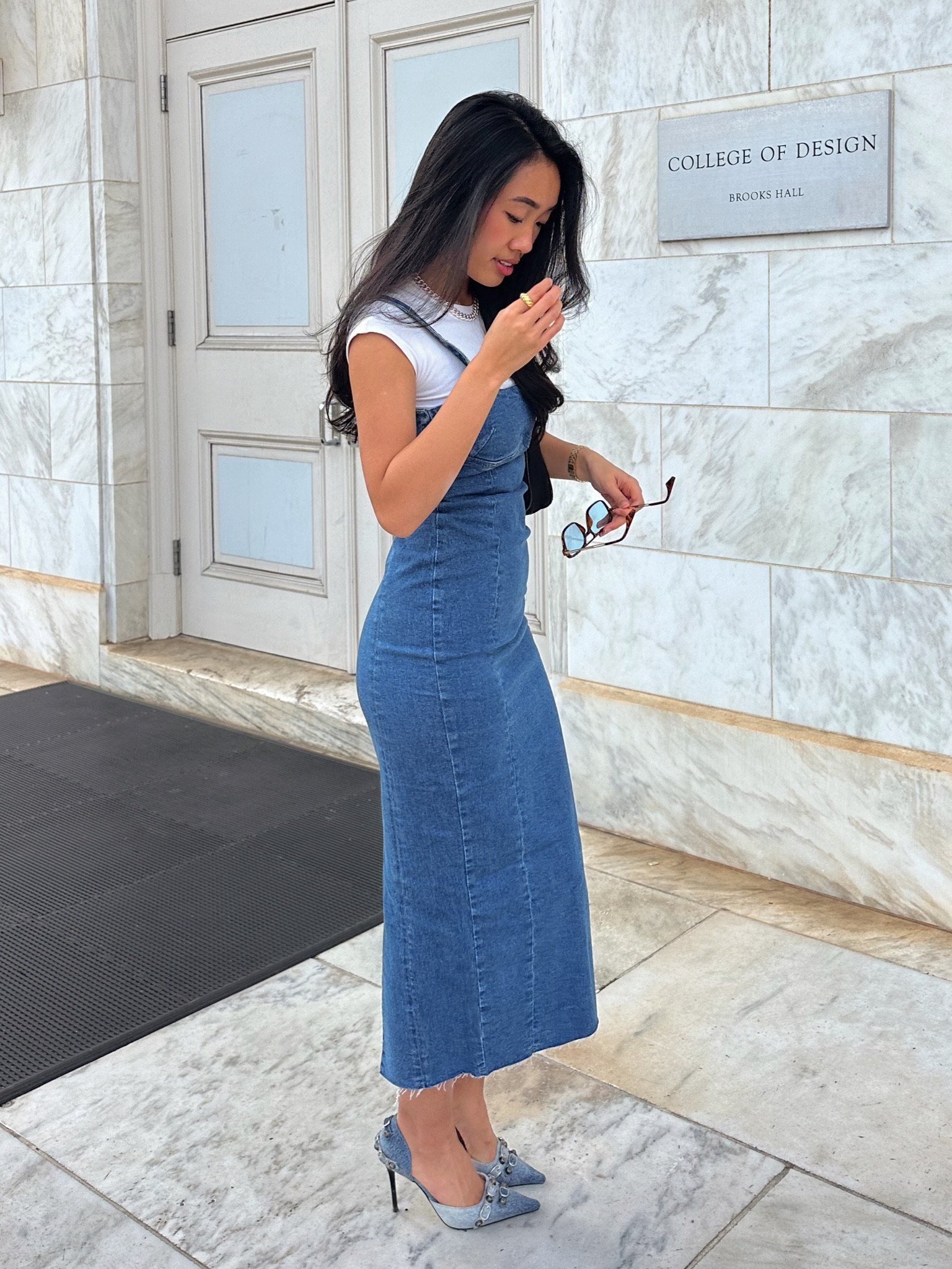 Denim heels. Steve Madden heel. Denim maxi dress. Spring outfit.

#LTKstyletip #LTKworkwear #LTKshoecrush