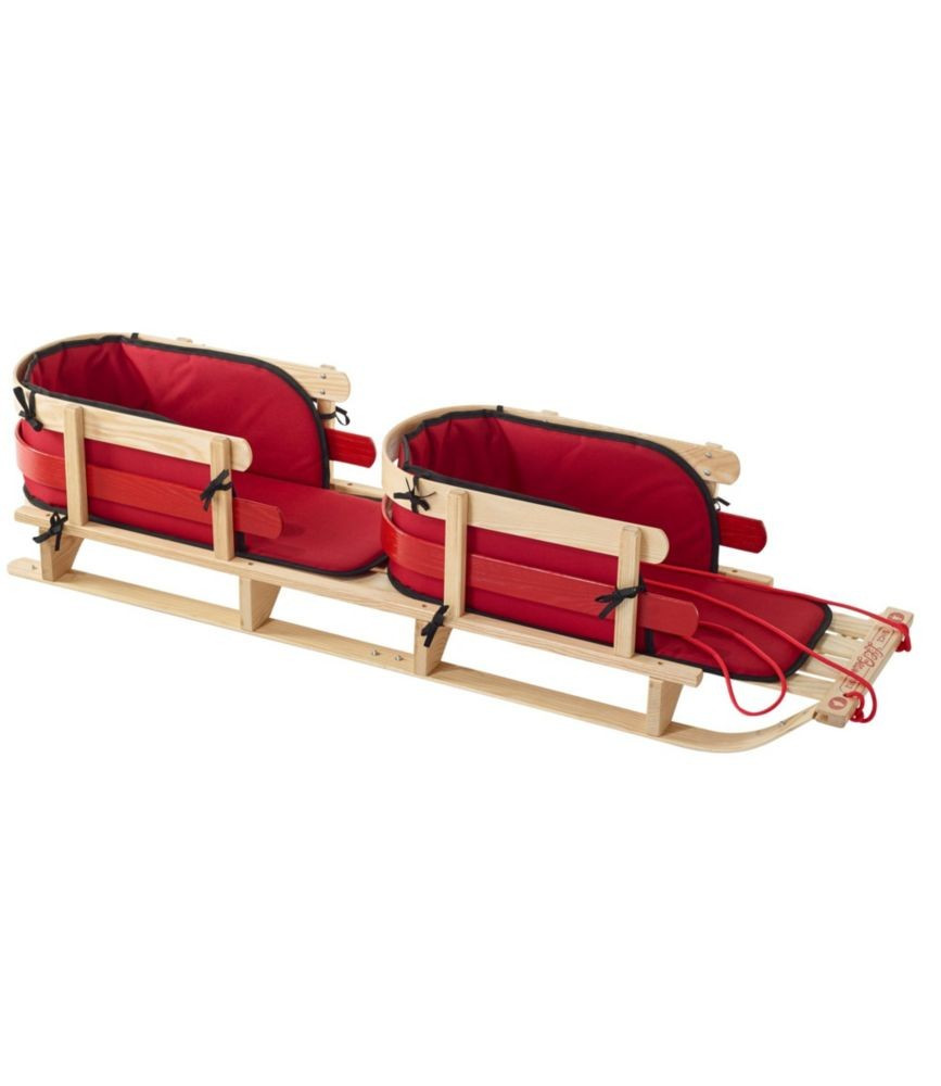 Kids' Pull Snow Sled and Cushion Set, Tandem Multi Color, Hardwood L.L.Bean | L.L. Bean