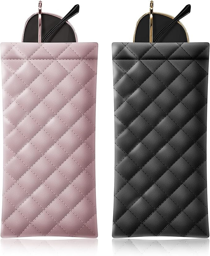 Squeeze Top Sunglass Pouch - Portable Sunglass Organizer Pouch Bags Soft PU Leather Glasses 2 Pac... | Amazon (US)