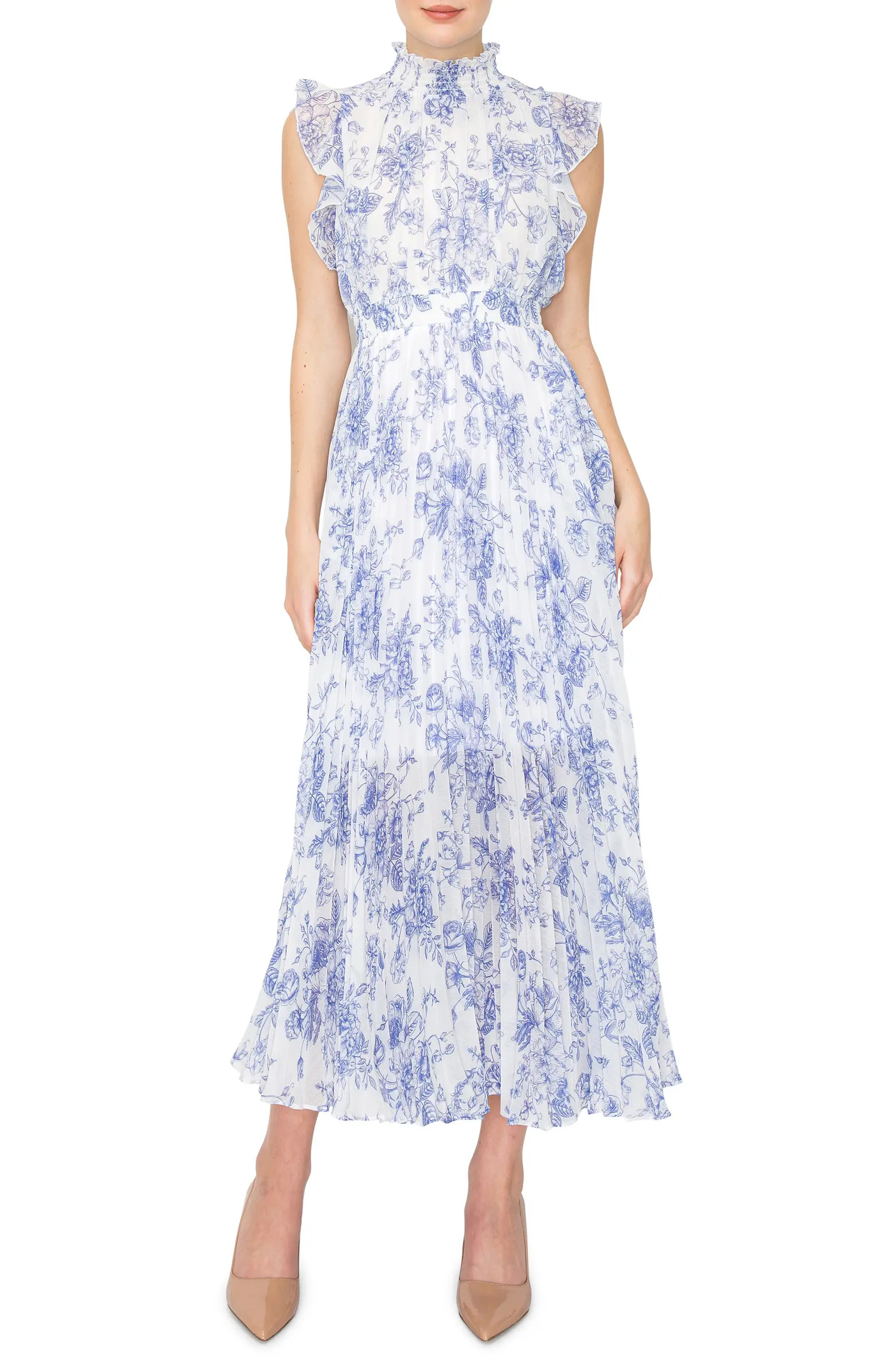 Patterned Flutter Sleeve Maxi Dress | Nordstrom Rack