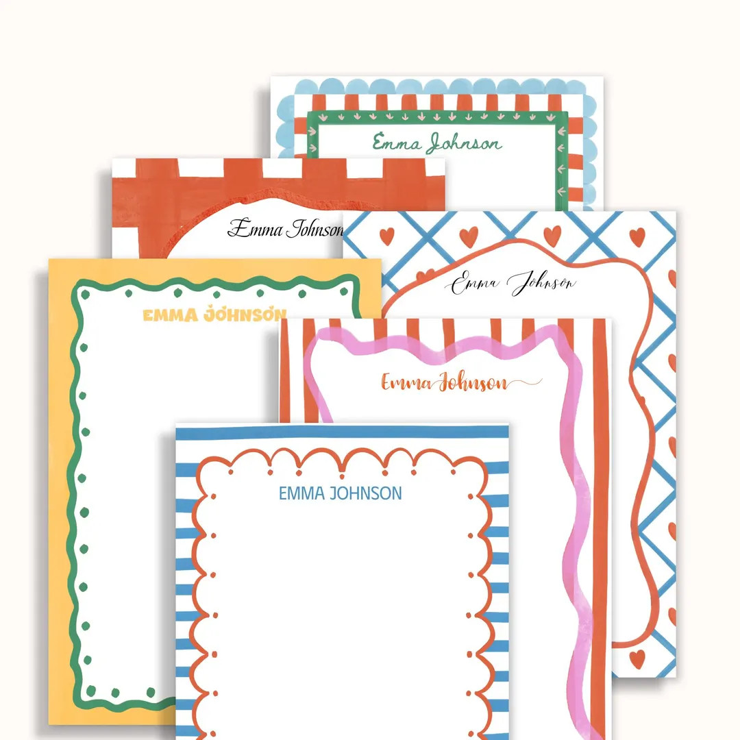 Bright Retro Notepad – Colorful Border Notepad - Personalized Stationery - Custom Name Gift for... | Etsy (US)