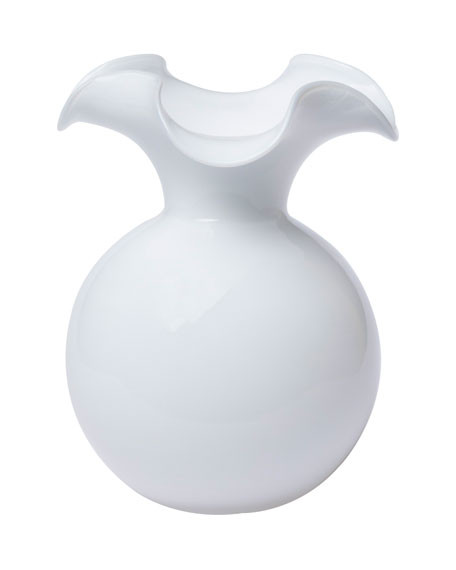 Vietri Hibiscus Glass Medium Fluted Vase, White | Neiman Marcus