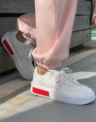 Nike Air Force 1 Fontanka sneakers in phantom white and red | ASOS (Global)