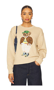 Polo Ralph Lauren Polo Bear Cotton Crewneck Sweater in Tan Multi from Revolve.com | Revolve Clothing (Global)