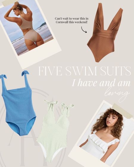 Five one piece bathing suits I have and love! I can't wait to wear this tan plunge neck line Zimmermann suit in Cornwall this weekend! 

#LTKSeasonal #LTKswim #LTKFind