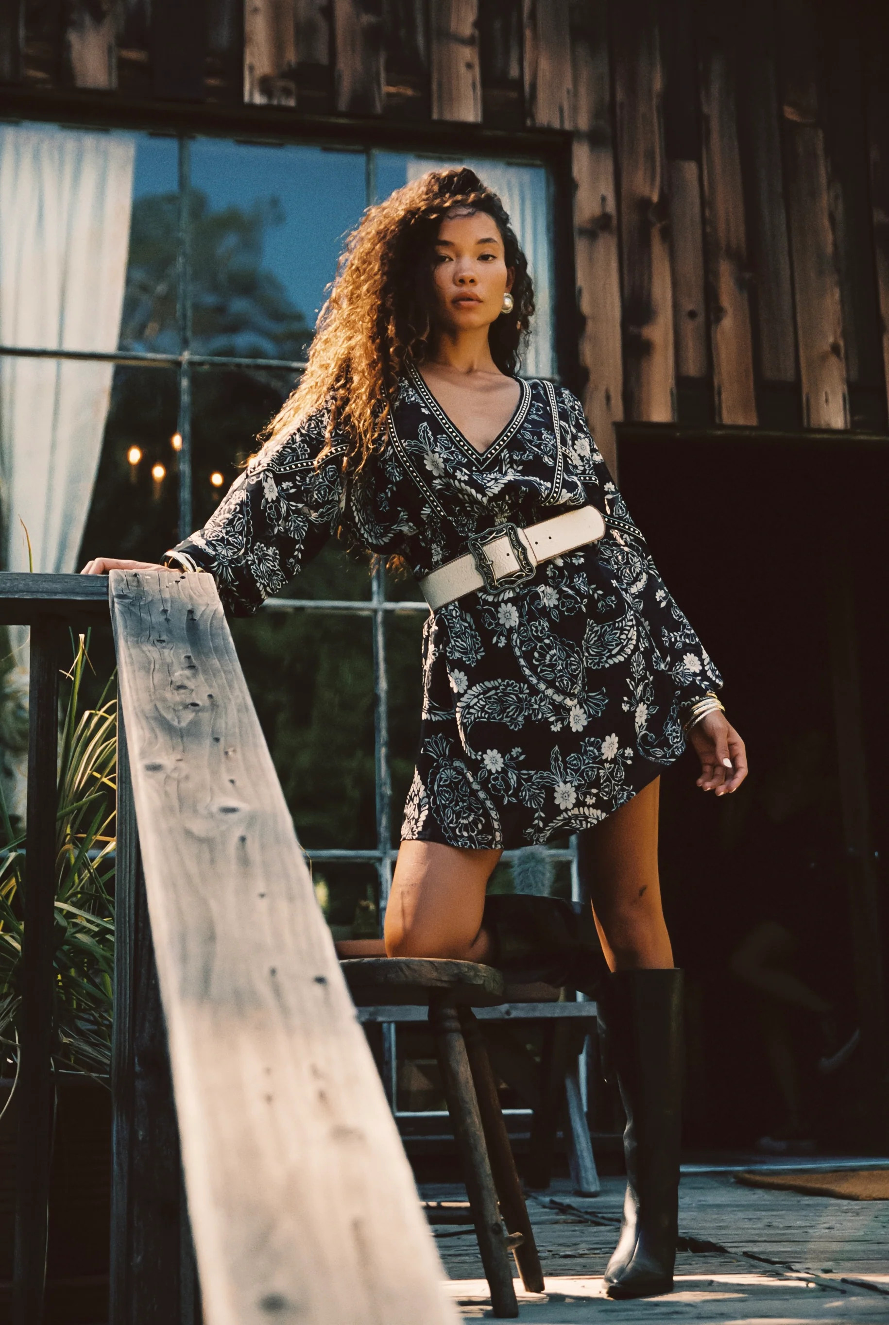 Donna Black And White Floral Mini Dress | 12th Tribe