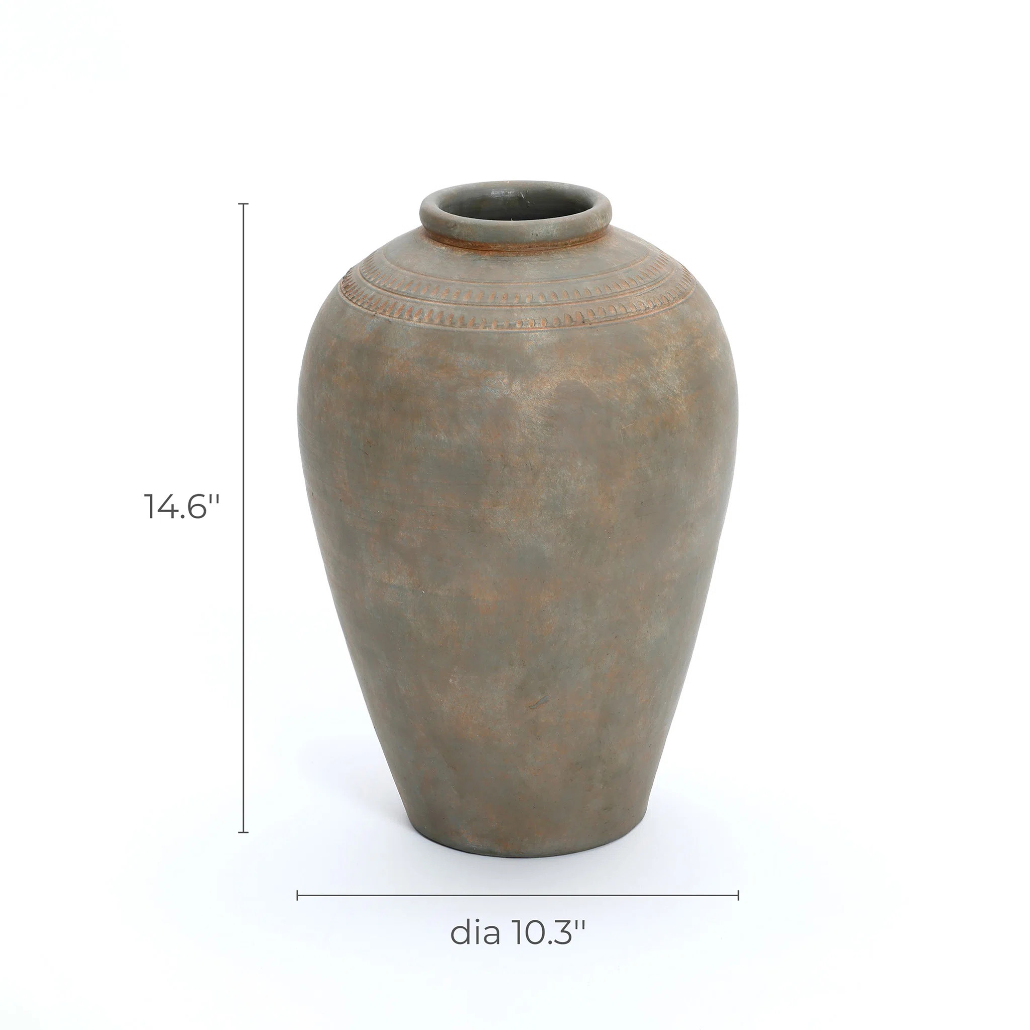 Rustic Brown Terracotta 14.6-Inch Tall Urn Vase | Wayfair North America