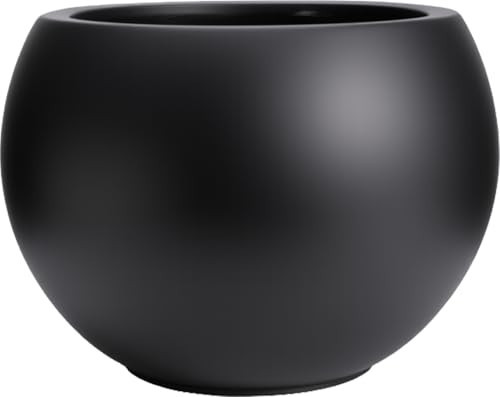 Haispring 10" H x 14" Dia Black Fiberstone Planter Pot with Drainage Hole, Large Round Indoor Outdoor Flower Pot for Plants, Trees & Shrubs, Decorative Planter for Patio, Porch, Garden & Home Décor | Amazon (US)