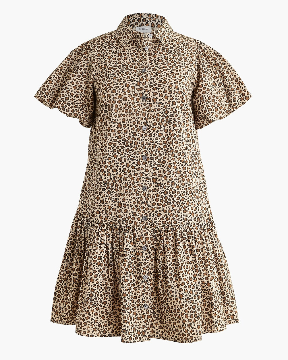 Leopard bubble-sleeve mini dress | J.Crew Factory