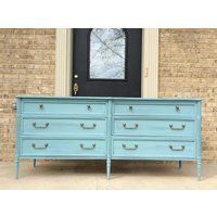 SOLD!!  Aqua Tiffany Blue 6 Drawer Triple Dresser | Etsy (US)