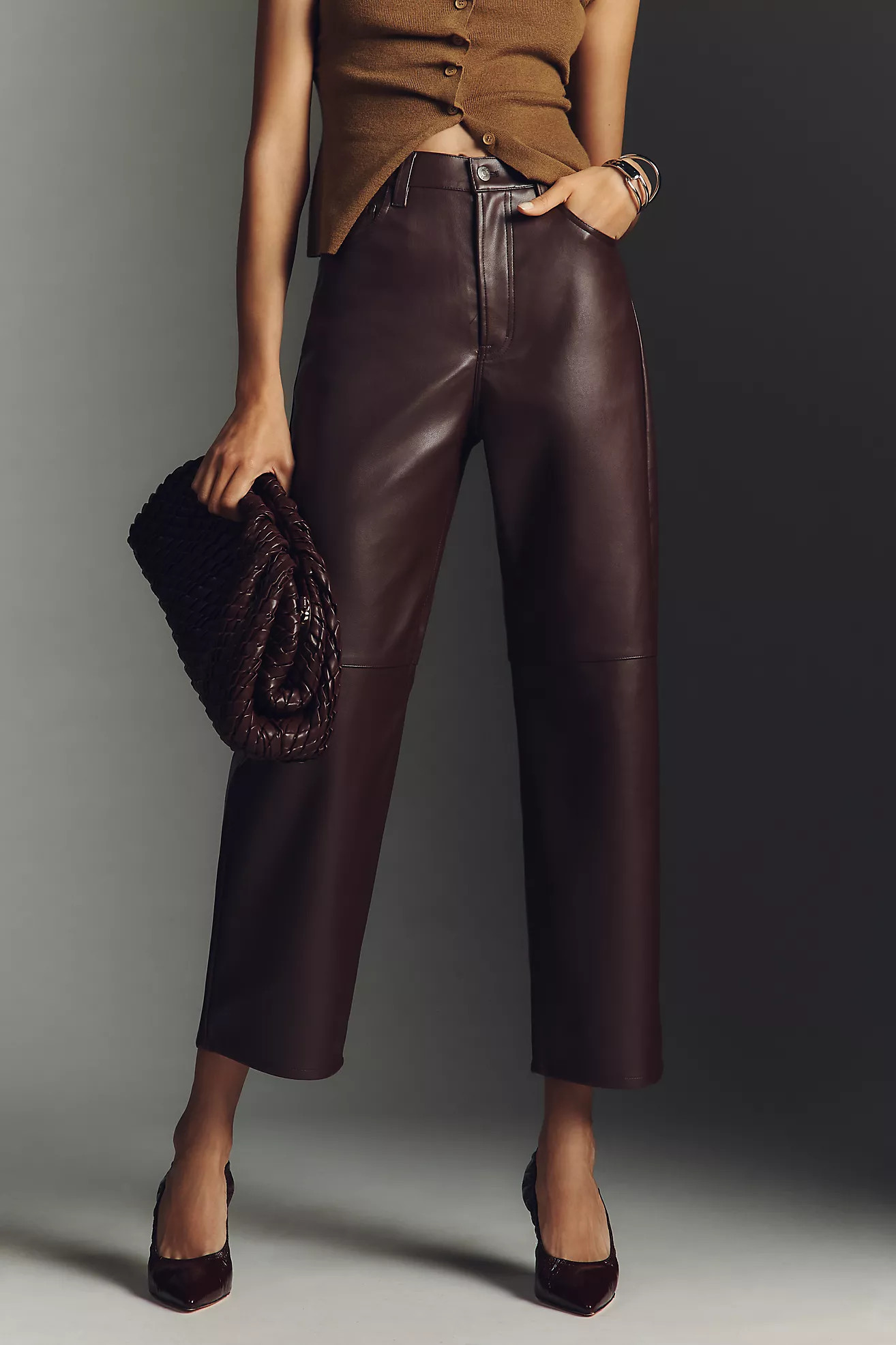 Pistola Jett Faux-Leather High-Rise Bowed Straight-Leg Pants | Anthropologie (US)