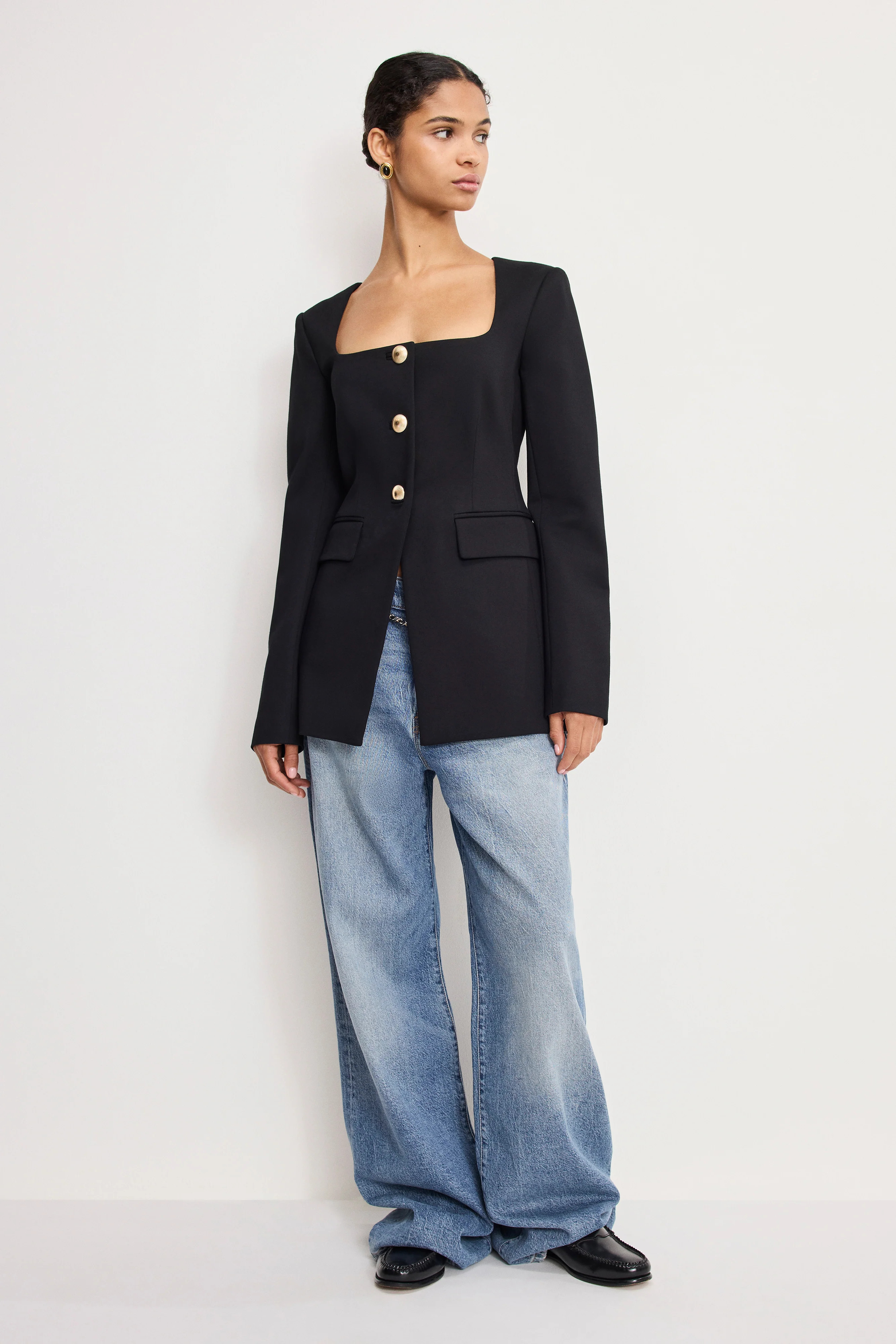 SOFT STRETCH PONTE SCULPTED BLAZER | BLACK001 - GOOD AMERICAN | Good American
