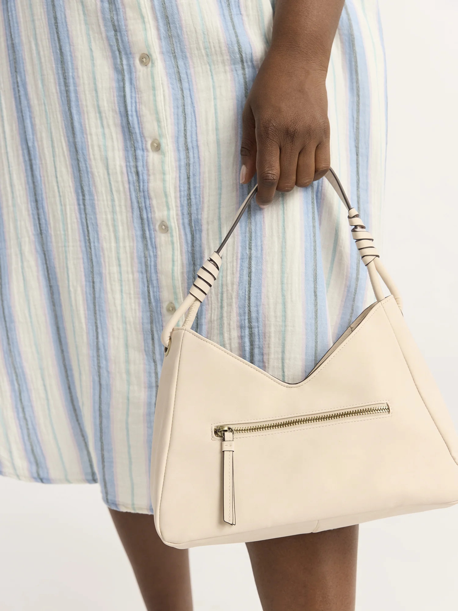 Time and Tru Women's River Faux Nubuk Small Hobo Shoulder Bag, Taupe | Walmart (US)