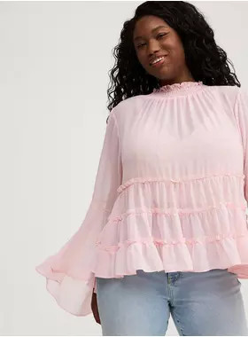 Chiffon Mock Neck Top | Torrid (US & Canada)
