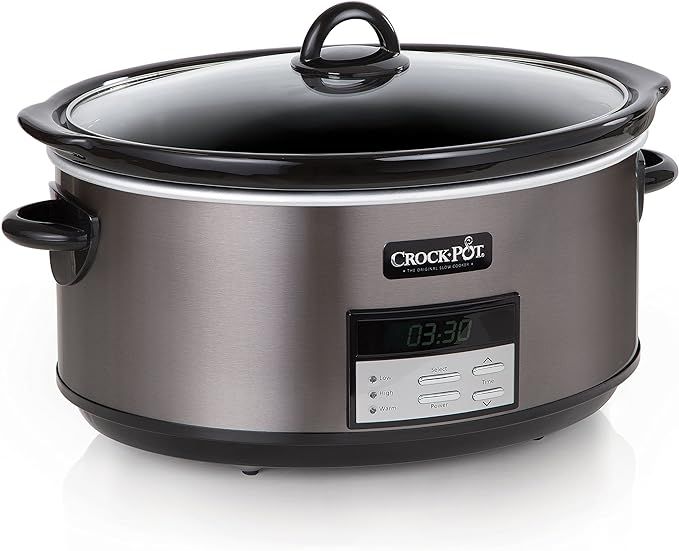 Crock-Pot Large 8-Quart Programmable Slow Cooker with Auto Warm Setting, Black Stainless Steel, I... | Amazon (US)