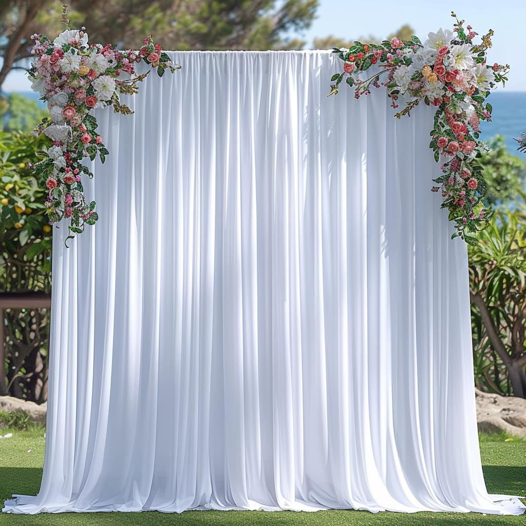 10x10ft Wrinkle Free White Backdrop Curtain for Parties Soft Fabric Drapes Wedding White Curtain ... | Amazon (US)