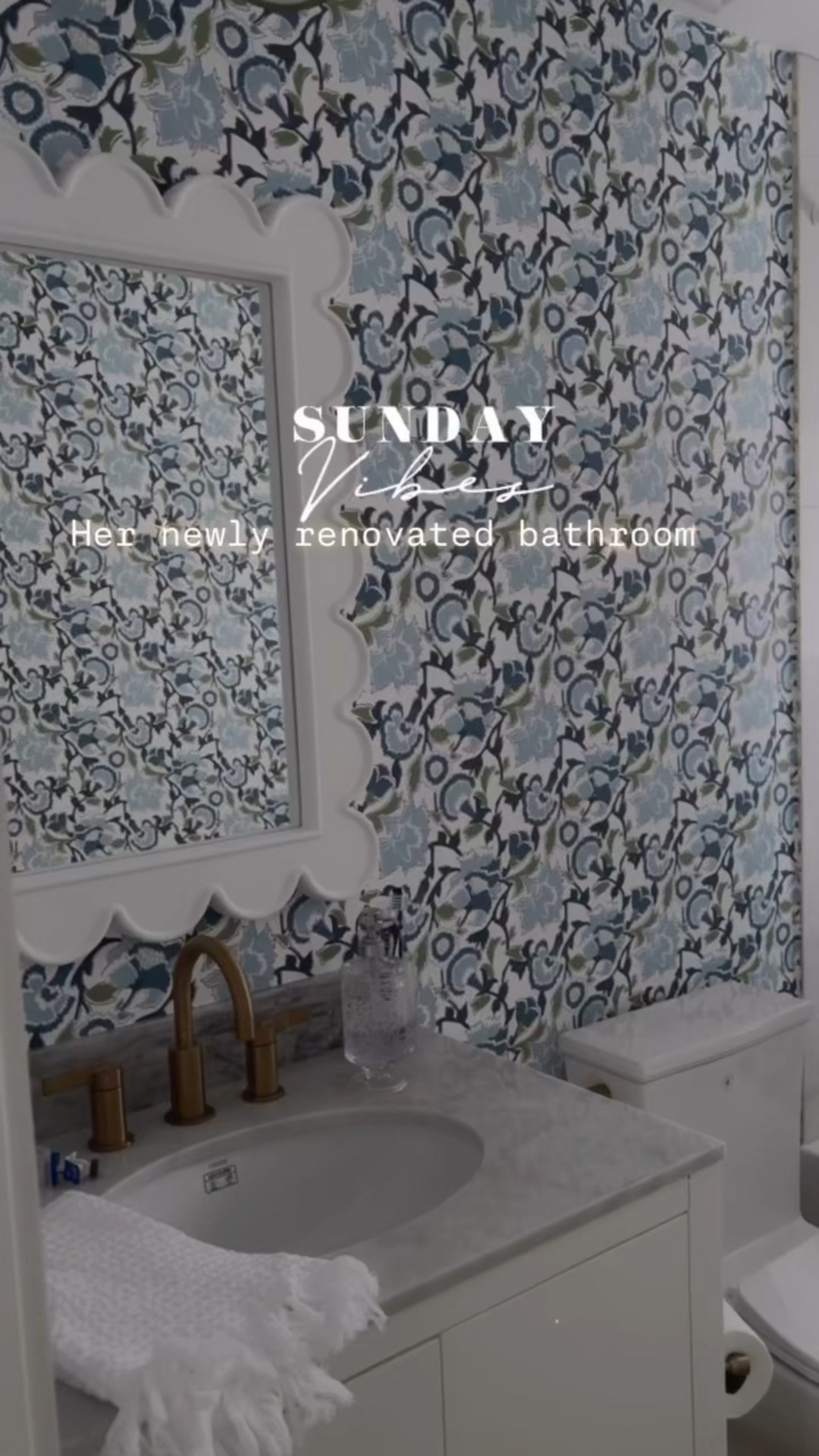 Serena & Lily wallpaper powder room scallop white mirror 

#LTKCyberWeek #LTKGiftGuide #LTKdayinmylife