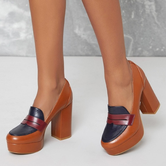 Tan Multi Color High Heel Platform Penny Loafer | Poshmark