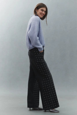 The Adi Mid-Rise Studded Flare Jeans by Pilcro | Anthropologie (US)