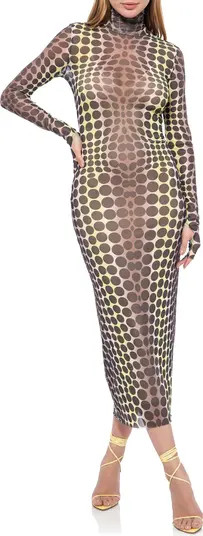AFRM Shailene Long Sleeve Mesh Midi Dress | Nordstrom | Nordstrom