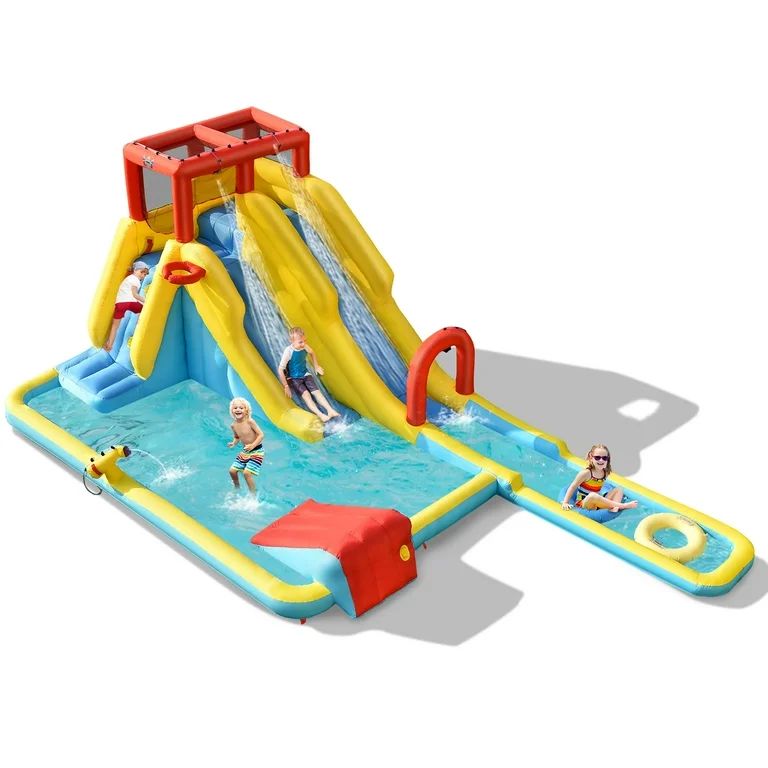 Costway 7 in 1 Inflatable Dual Slide Bounce Houses Climbing Bouncer Without Blower | Walmart (US)