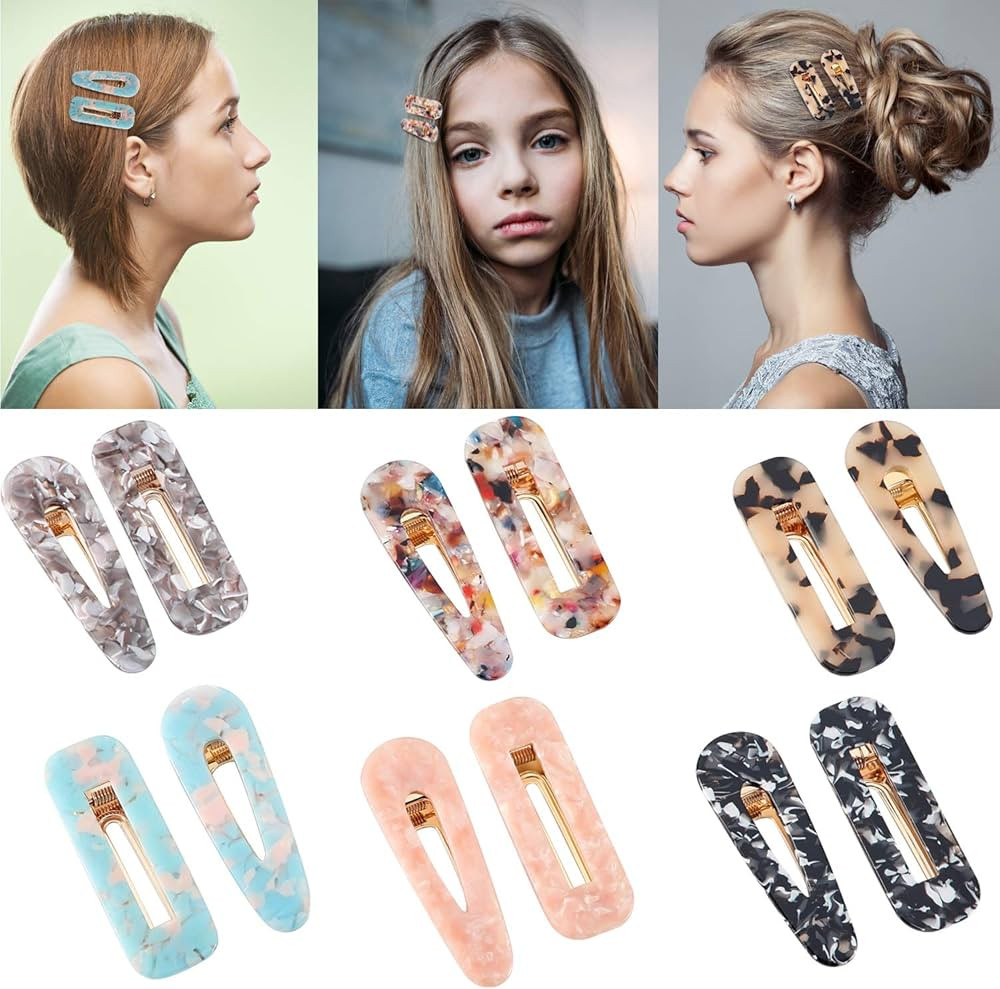 12 Pieces Acrylic Resin Hair Clips Geometric Alligator Hair Clips Colorful Acrylic Barrettes For ... | Amazon (US)