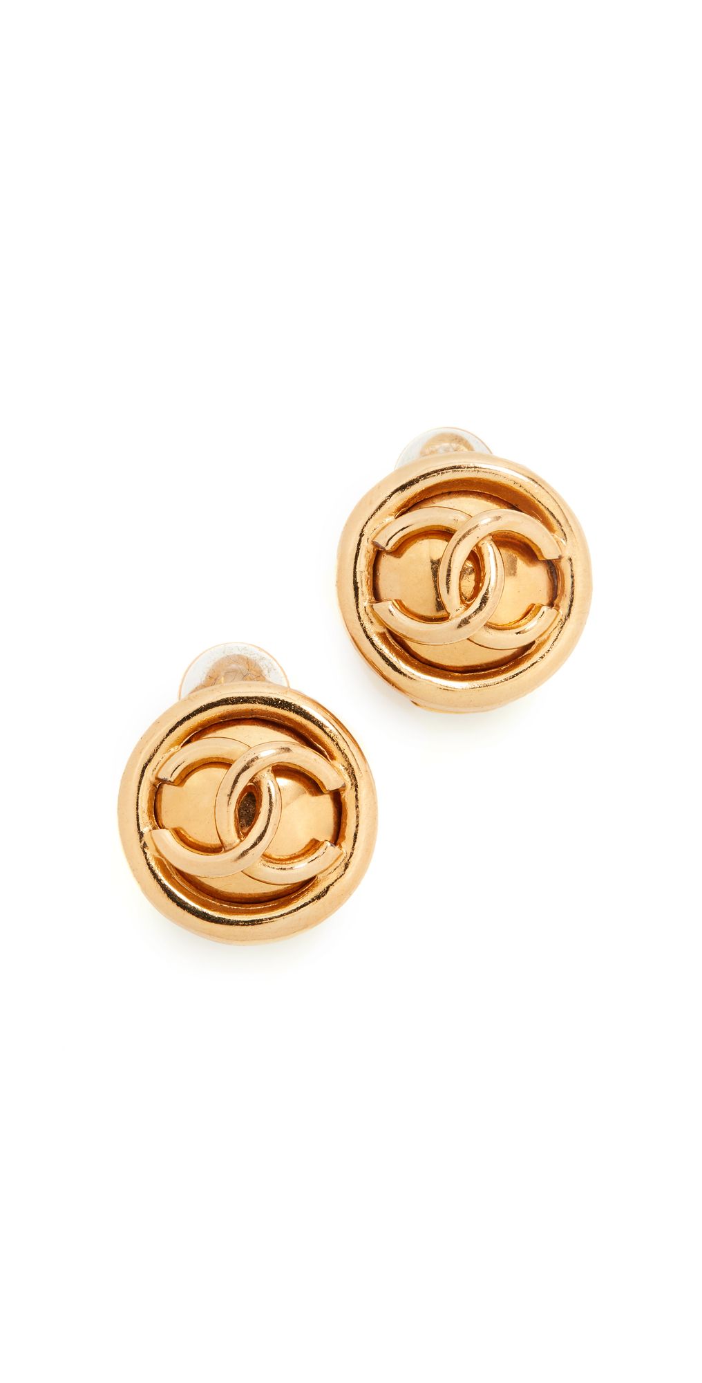 What Goes Around Comes Around Chanel Gold Button Earrings | Shopbop
