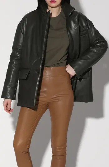 Walter Baker Camille Oversize Insulated Leather Jacket in Basil at Nordstrom Rack, Size X-Large | Nordstrom Rack