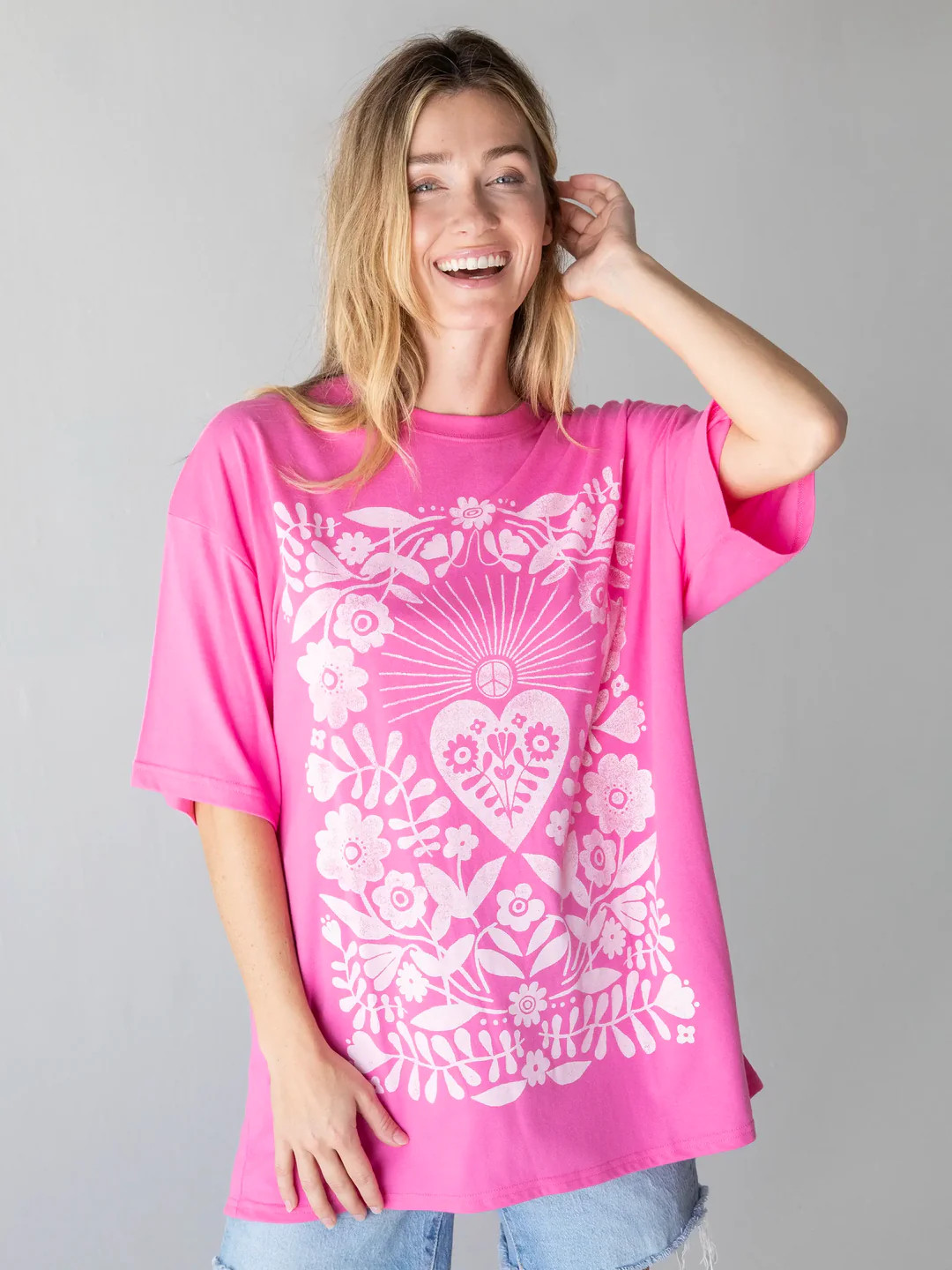 Chandler Tee Dress - Fuchsia Folk Flower | Natural Life