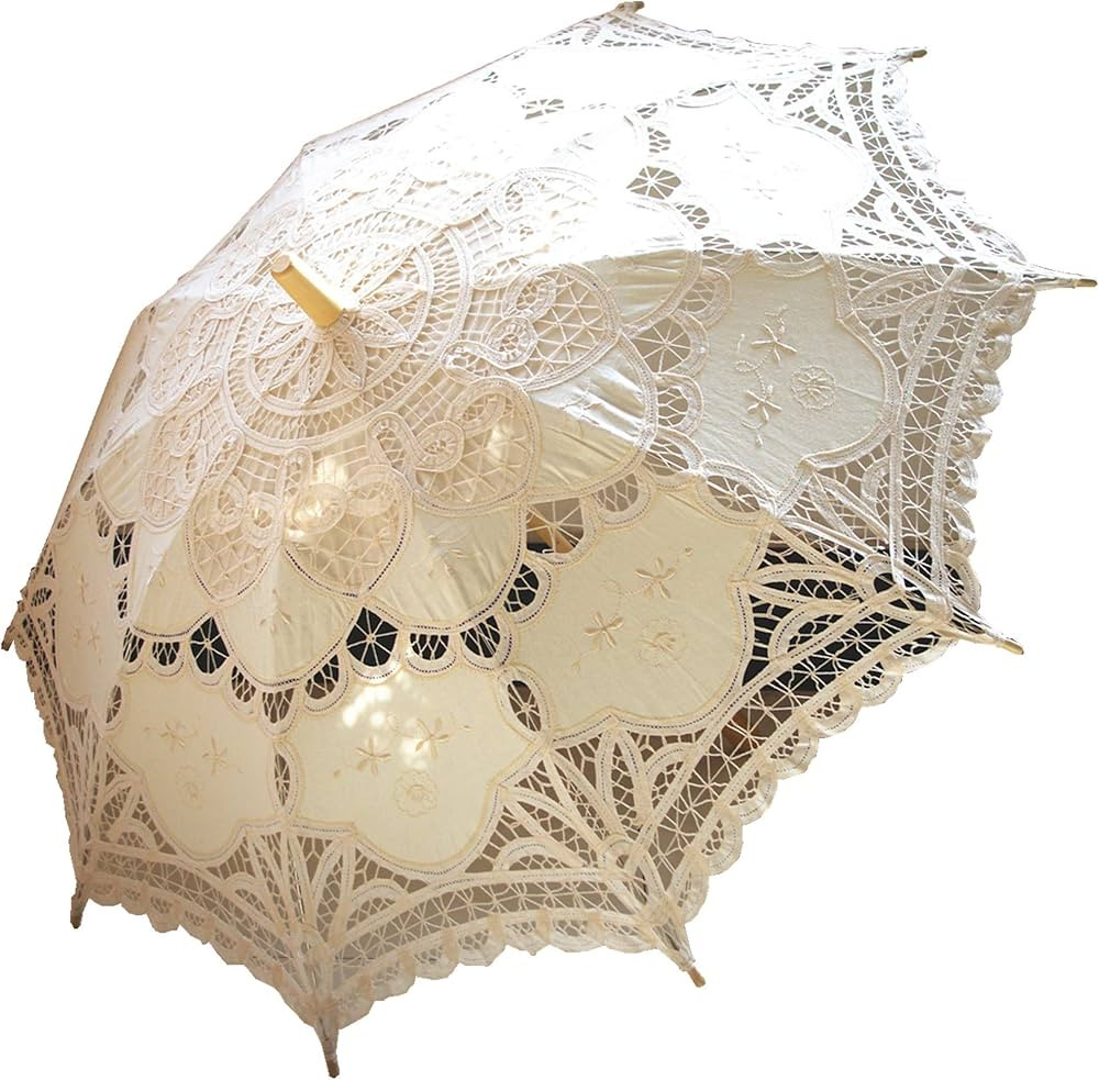 Handmade Ivory Lace Parasol Umbrella Wedding Bridal 30 Inch Adult Size | Amazon (US)