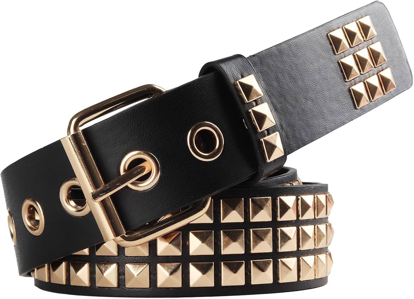 Studded Belt, Metal Punk Rock Rivet belt with Bright Pyramid Studded for Women Men | Amazon (US)
