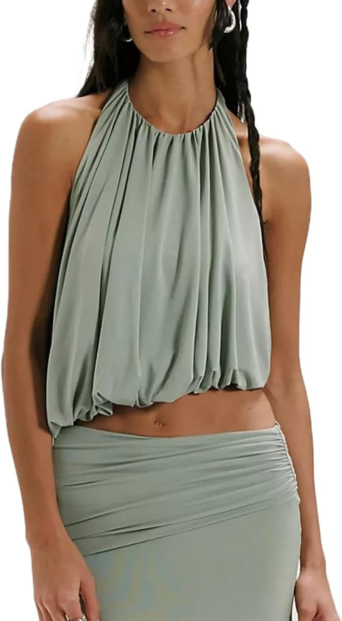 Women Going Out Tops Y2k Summer Backless Cute Halter Mock Neck Tank Tops | Amazon (US)