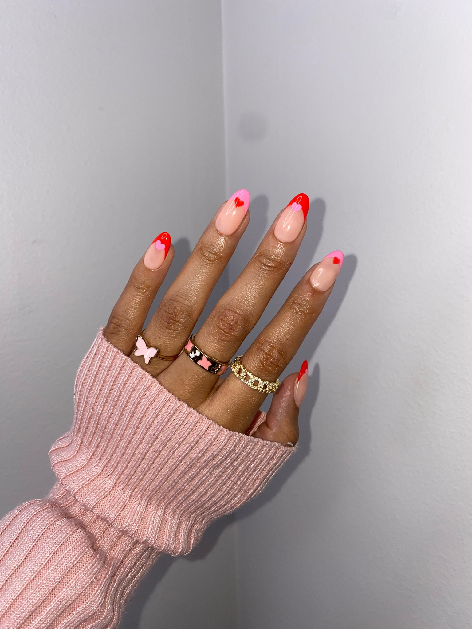 Red and pink heart French tip nails, almond gel-x

#LTKGiftGuide #LTKFind #LTKbeauty