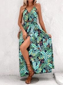SHEIN VCAY Floral & Tropical Print Backless Cami Dress SKU: sw2211270639609006(3 Reviews)$15.99$1... | SHEIN