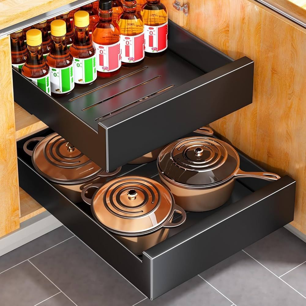 Pull out Cabinet Organizer, 21"Deep, Slide out Spice Rack for Kitchen Cabinets, Under Sink Pull-O... | Amazon (US)